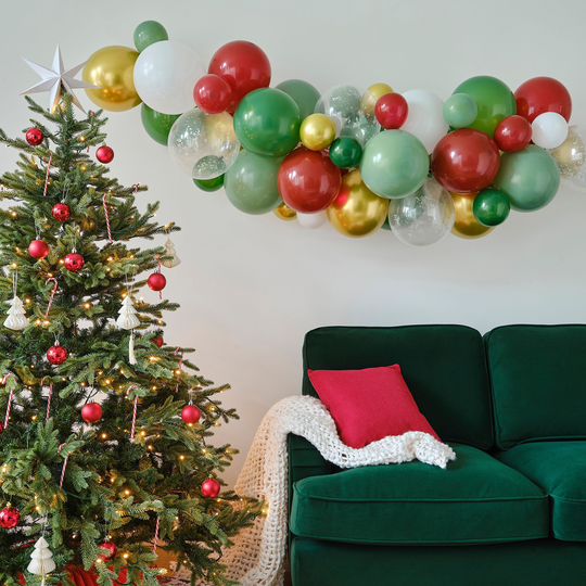 Jul Ballongbåge Grön/Röd/Guld