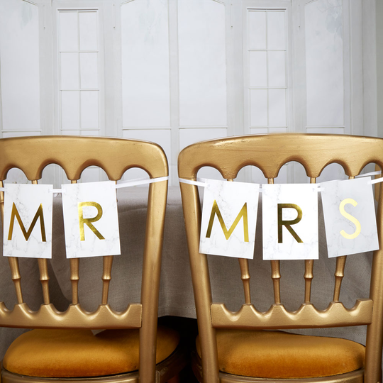 Stolsdekorationer - Mr & Mrs - Scripted Marble