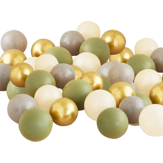 Miniballonger Grön/Guld Mix - 40-pack