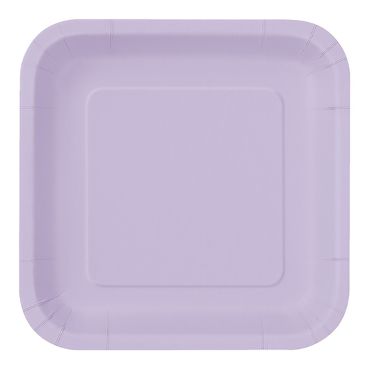Papperstallrikar Kvadrat Ljuslila - 14-pack