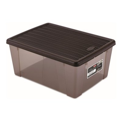 Låda med lock Elegance Plast Choklad (29 x 17 x 39 cm)
