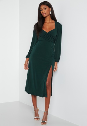 Bubbleroom Occasion Giulia Long Sleeve Dress Dark green 34