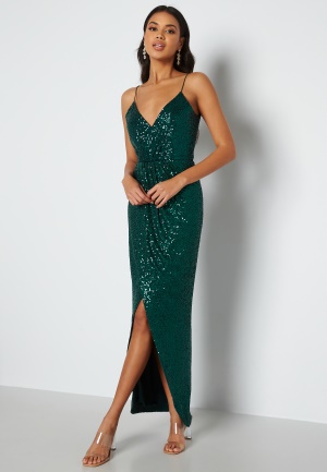 Bubbleroom Occasion Charlotte Sequin Gown Dark green 44