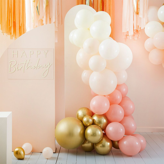 Ballongbåge - Peach & Gold