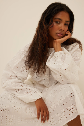 NA-KD Boho Blus med elastisk midja - White