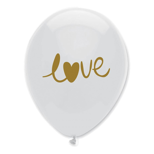 Ballonger LOVE Vit/Guld - 100-pack