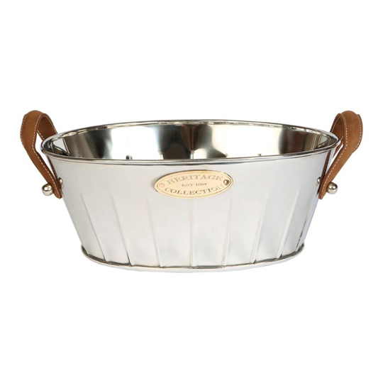Heritage champagnekylare med läderhandtag rostfritt stål 49x30 cm