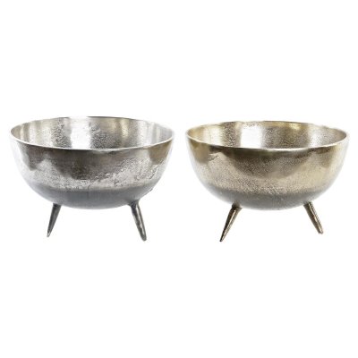 Bordsdekoration DKD Home Decor Silvrig Gyllene Aluminium Modern (31 x 31 x 19,5 cm) (2 antal)