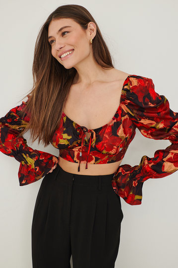 NA-KD Boho Blus med knyt fram - Flower