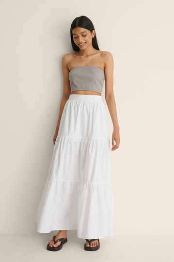 NA-KD Boho Sida Maxikjol - White