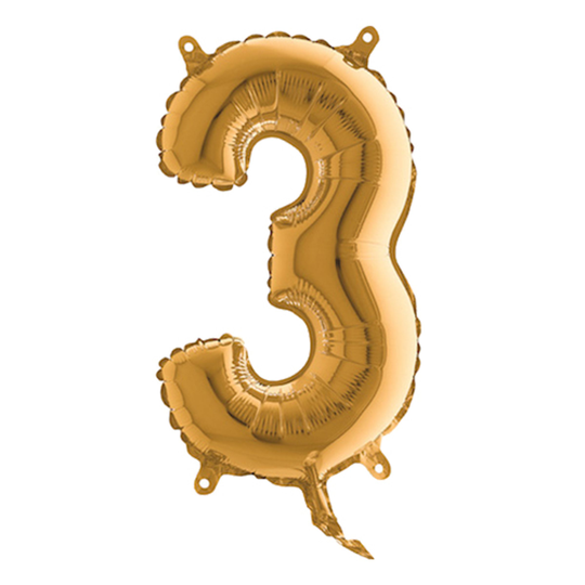 Sifferballong Mini Guld Metallic - Siffra 3