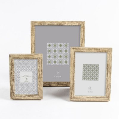 Fotoram DKD Home Decor Naturell Beige Trä Mörkbrun Boho (18 x 2 x 23 cm) (3 antal)