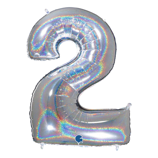 Sifferballong Glitter Silver - Siffra 2