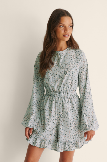 NA-KD Boho Recycled volangplaysuit med lång ärm - Flower