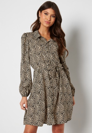 Chiara Forthi Fabiola Puff Sleeve Dress Leopard 36