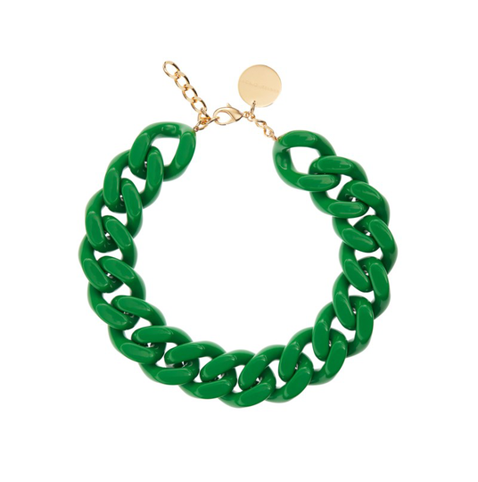 Halsband big flat chain grön
