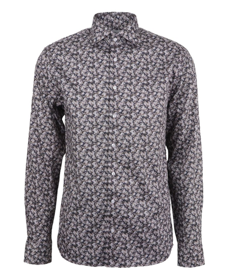 Blommig skjorta dornes slim fit gråbrun