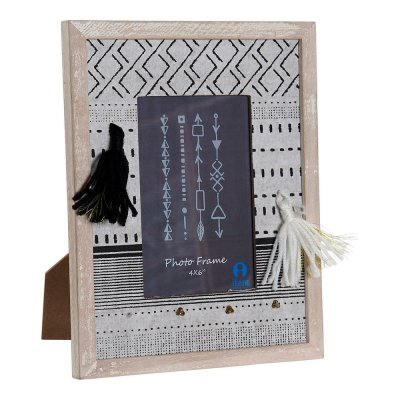 Fotoram DKD Home Decor S3015069 Etnisk Naturell Grå Trä MDF Boho (10 x 2 x 15 cm)