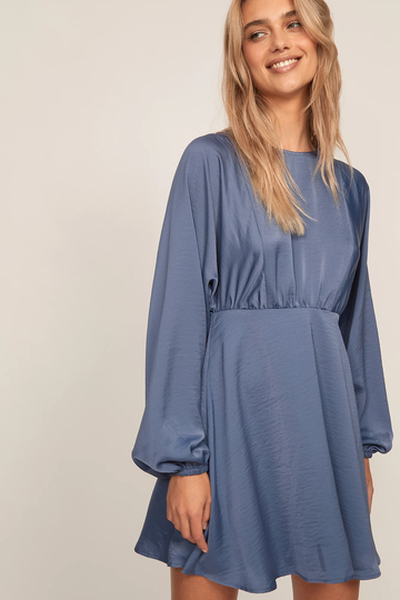 NA-KD Boho Miniklänning med ballongärmar - Blue