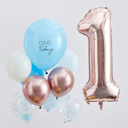 Ballongbukett - One Today - Blå/Roséguld