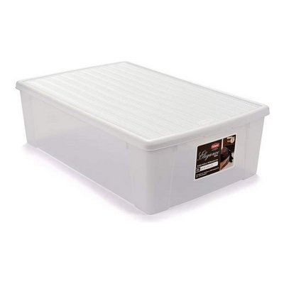 Låda med lock Elegance Vit Plast (38,5 x 17 x 59,5 cm)