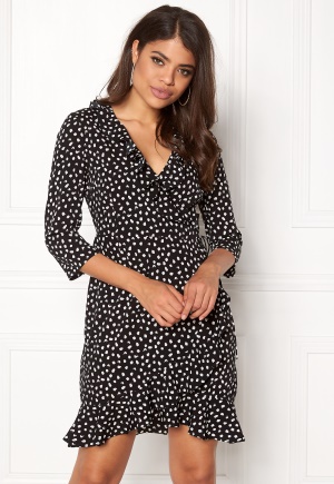 VERO MODA Henna Dot 3/4 Wrap Dress Black L