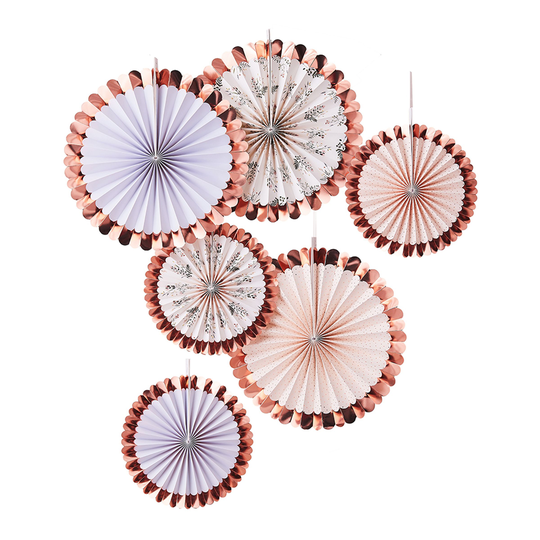 Pappersfjädrar Pastell/Roséguld - 6-pack