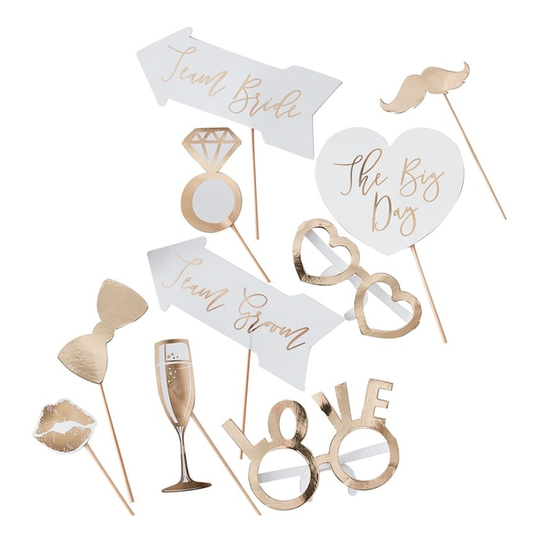 Foto Props Bröllop Guld - 10-pack