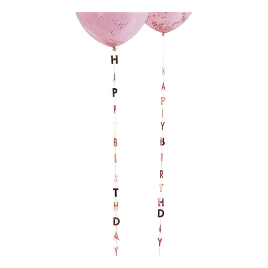 Ballongsvansar Happy Birthday Roséguld - 5-pack