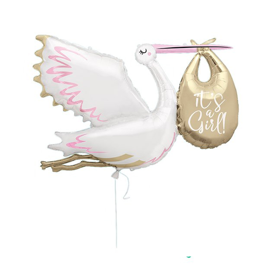Jättefolieballong - Stork - It's a girl