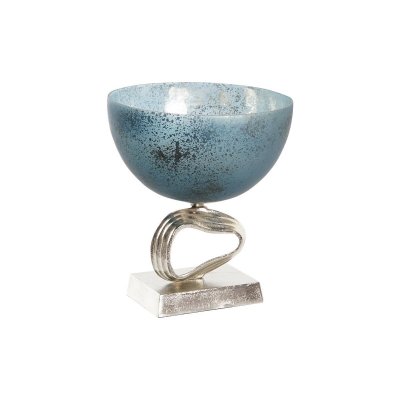 Bordsdekoration DKD Home Decor Glas Silvrig Blå Aluminium (24 x 24 x 26 cm)