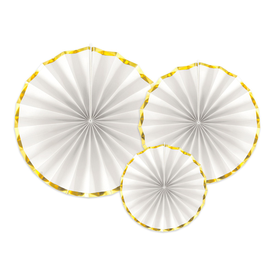 Pappersfjädrar Vit/Guld - 3-pack