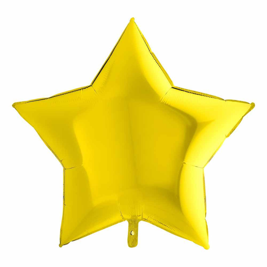 Folieballong Stor Stjärna Metallic Gul - 91 cm