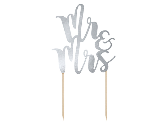 Cake Topper - Mr & Mrs - Silver