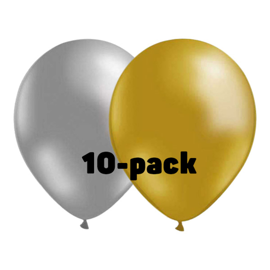 Ballongkombo Silver/Guld - 10-pack