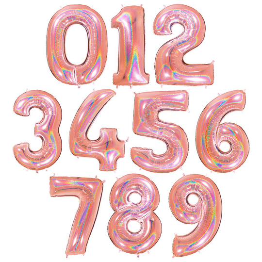 Sifferballong - Roséglitter - 1 m (Siffror: 0)