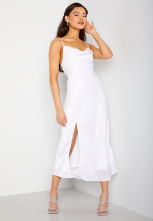 Bubbleroom Occasion Frey Satin Midi Wedding Gown White 46