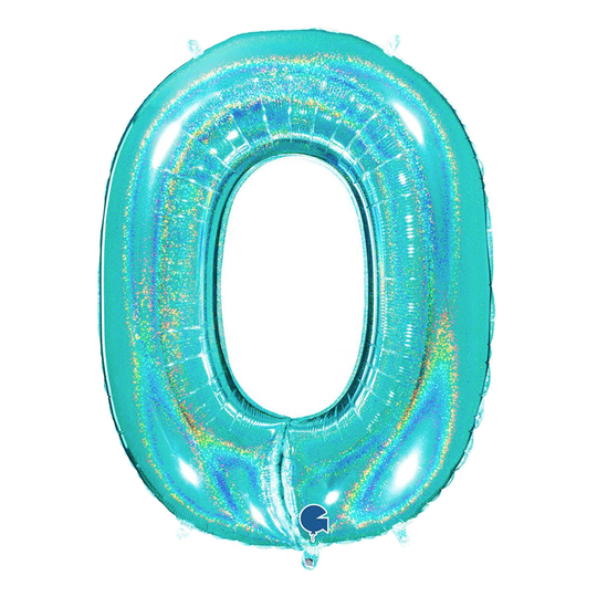 Sifferballong Glitter Turkos - Siffra 0