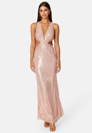 Elle Zeitoune Lauinda Sequin Gown Rose Gold M (UK12)