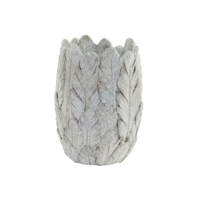 Kruka DKD Home Decor Fjädrar Grå Cement Boho (15 x 15 x 21 cm)