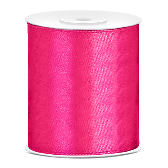 Satinband Mörkrosa - 100 mm x 25 m