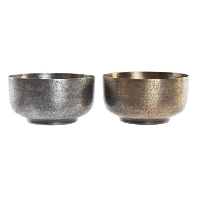 Bordsdekoration DKD Home Decor Silvrig Gyllene Aluminium (2 antal) (26 x 26 x 13 cm)