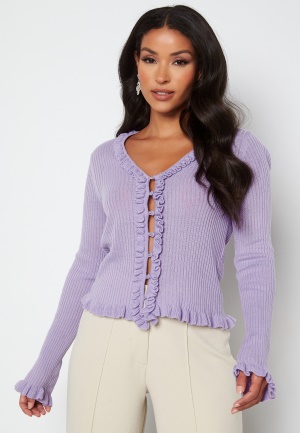 VILA Salli V-Neck Frill Cardigan Pastel Lilac S