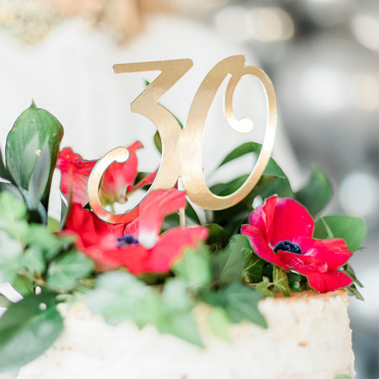 Cake topper - 30 - Guldmetallic