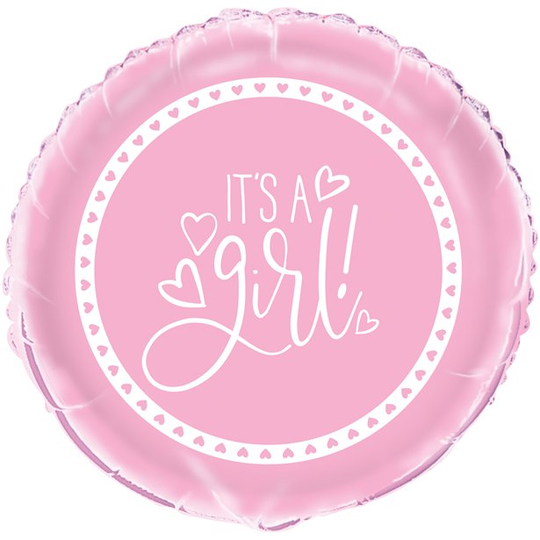 Folieballong - It's a girl - Rosa hjärtan
