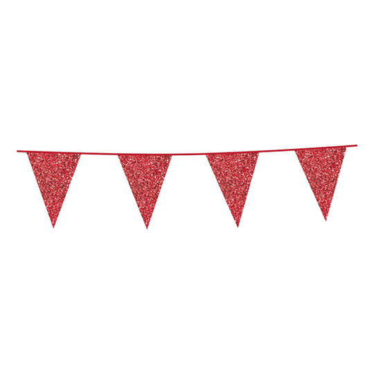 Flaggirlang Glitter Röd