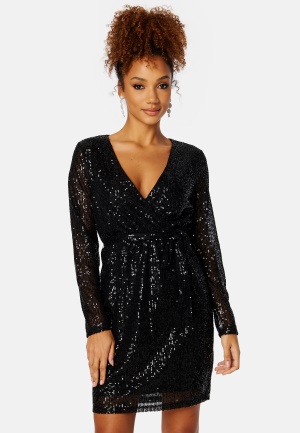 VILA Glitas L/S Wrap Dress Black L