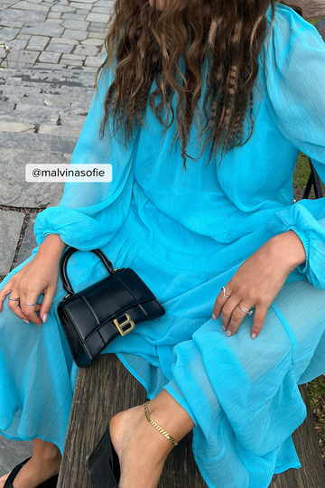 NA-KD Boho Structured Sheer Maxi Dress - Blue