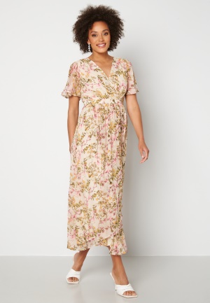 VERO MODA Wonda S/S Wrap Maxi Dress Birch AOP: Siga L