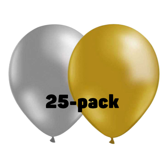 Ballongkombo Silver/Guld - 25-pack